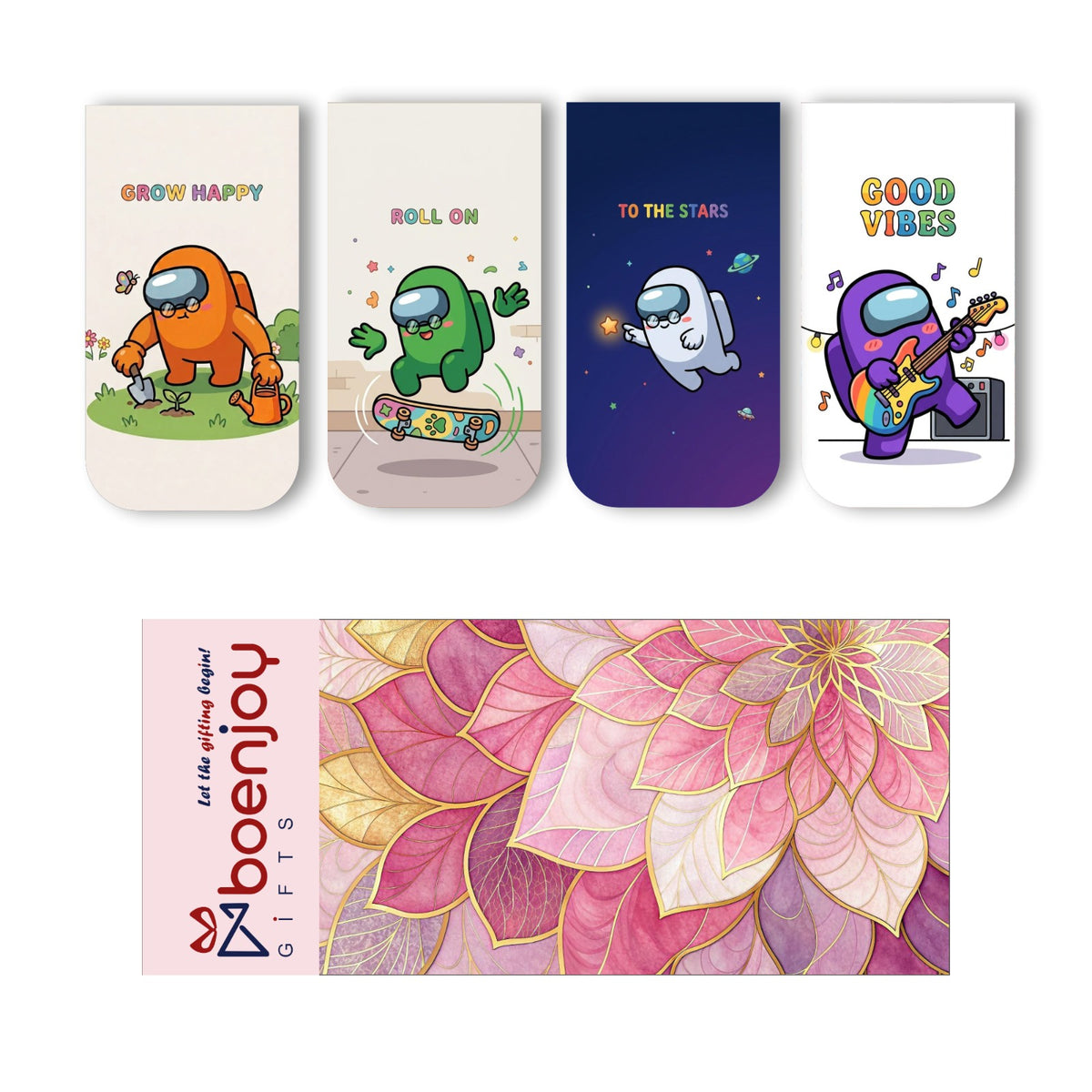 Amoung Us Bookmark Set of 10-8 Magnetic Bookmarks + 2 Paper Bookmarks for Book Lovers, Aesthetic Bookmarks, Magnetic Bookmarks for Readers (11 x 2.9 cm)