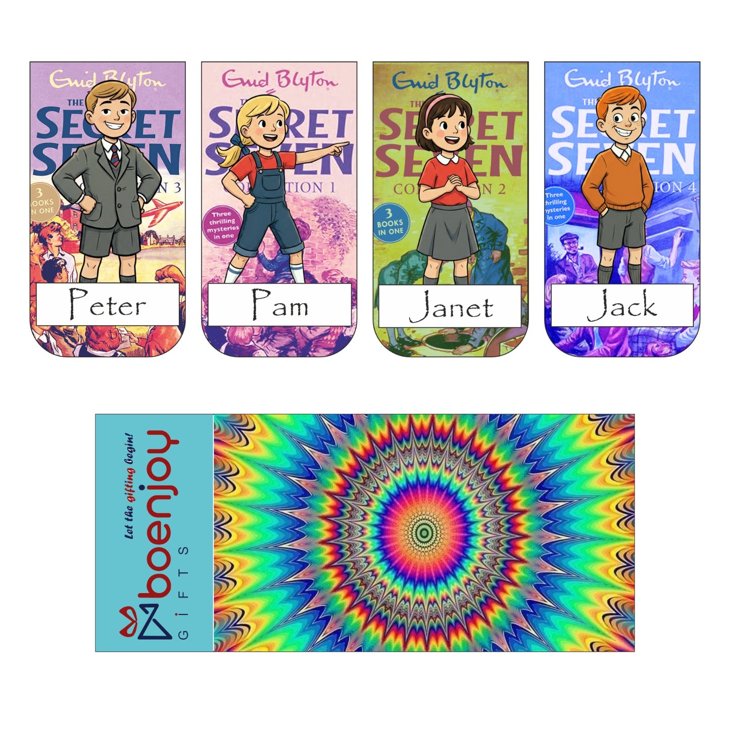 Secret Seven Bookmark Set of 10-8 Magnetic Bookmarks + 2 Paper Bookmarks for Book Lovers, (11 x 2.9 cm)