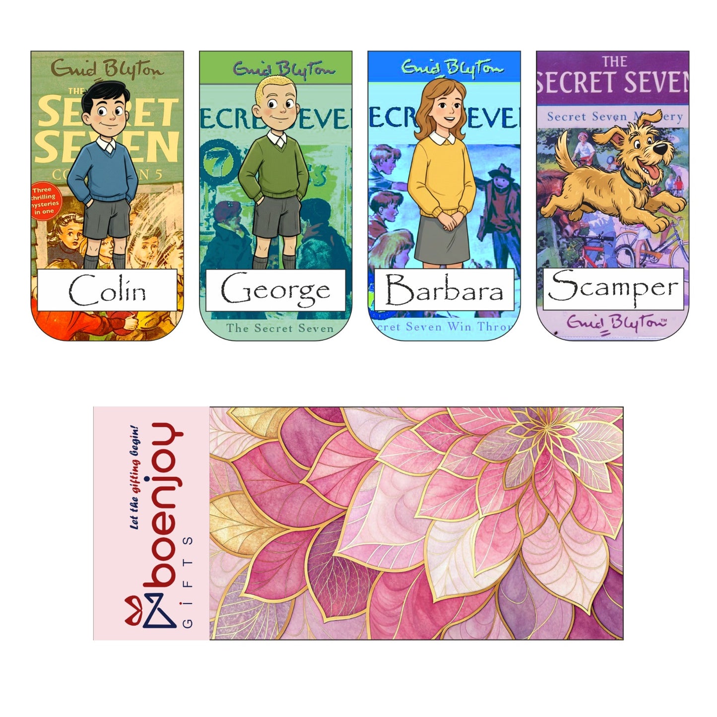 Secret Seven Bookmark Set of 10-8 Magnetic Bookmarks + 2 Paper Bookmarks for Book Lovers, (11 x 2.9 cm)