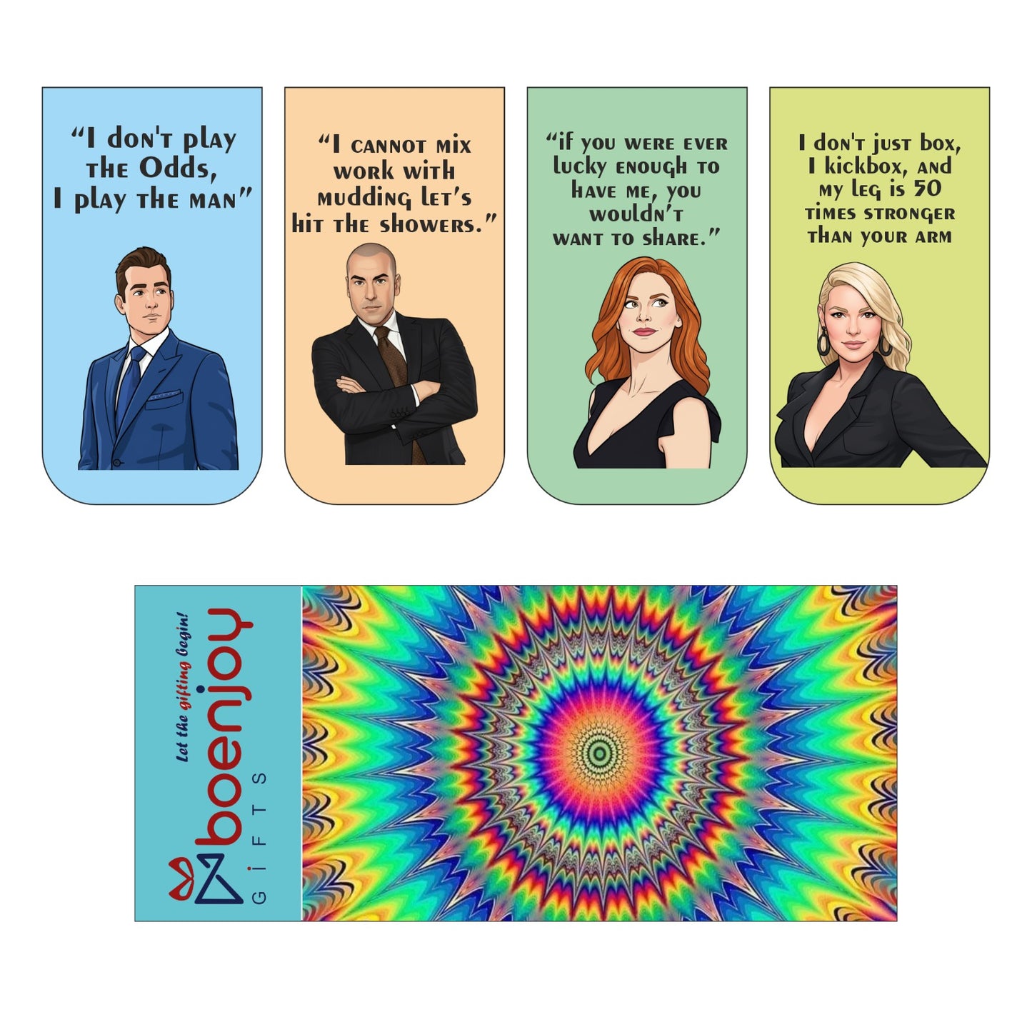 The Suits Bookmark Set of 10-8 Magnetic Bookmarks + 2 Paper Bookmarks for Book Lovers, (11 x 2.9 cm)