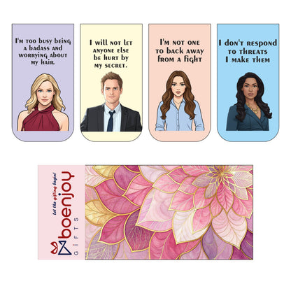 The Suits Bookmark Set of 10-8 Magnetic Bookmarks + 2 Paper Bookmarks for Book Lovers, (11 x 2.9 cm)