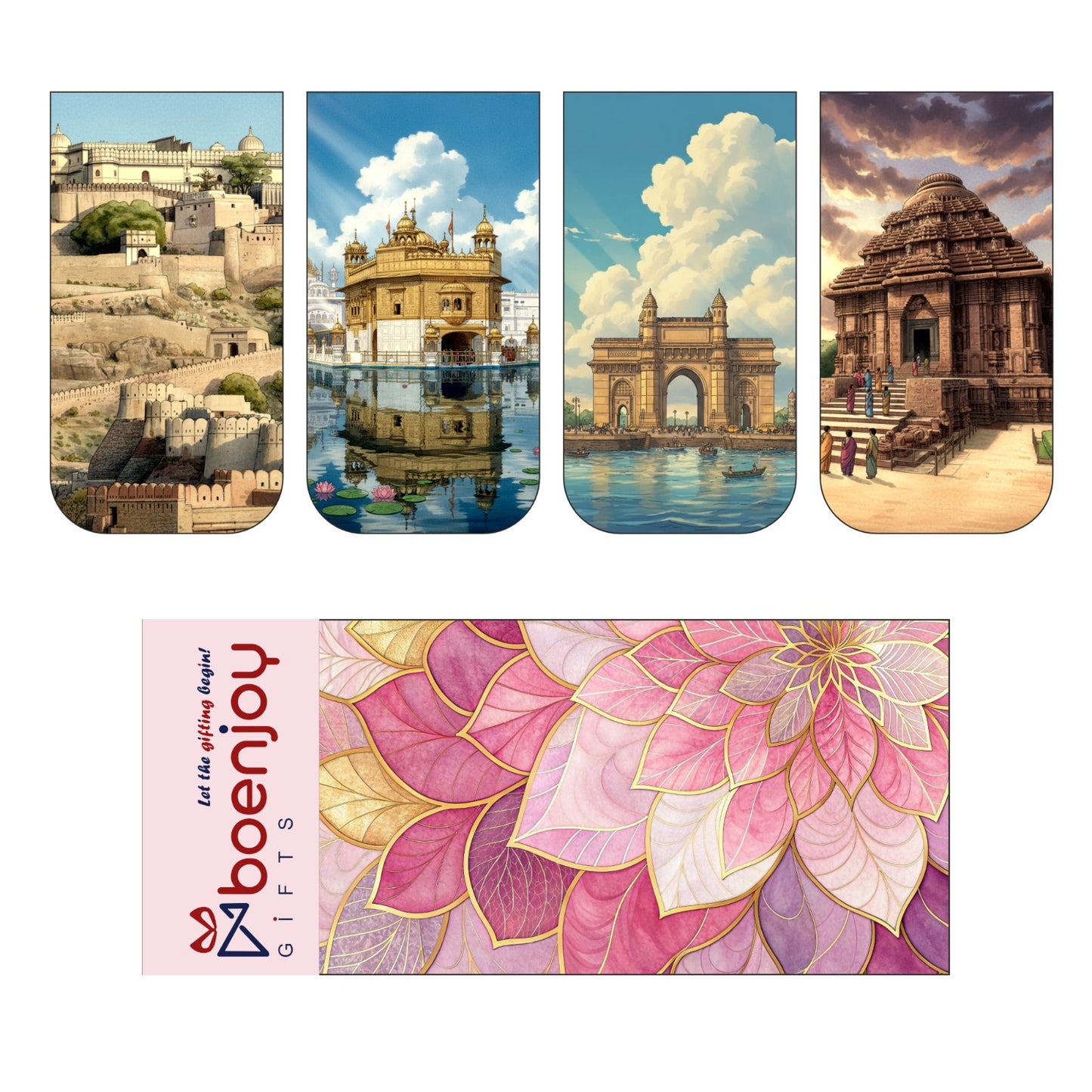 Indian Monuments Bookmark Set of 10-8 Magnetic Bookmarks + 2 Paper Bookmarks for Book Lovers, (11 x 2.9 cm)