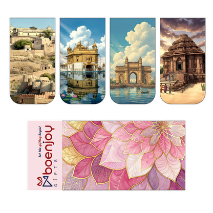Indian Monuments Bookmark Set of 10-8 Magnetic Bookmarks + 2 Paper Bookmarks for Book Lovers, (11 x 2.9 cm)