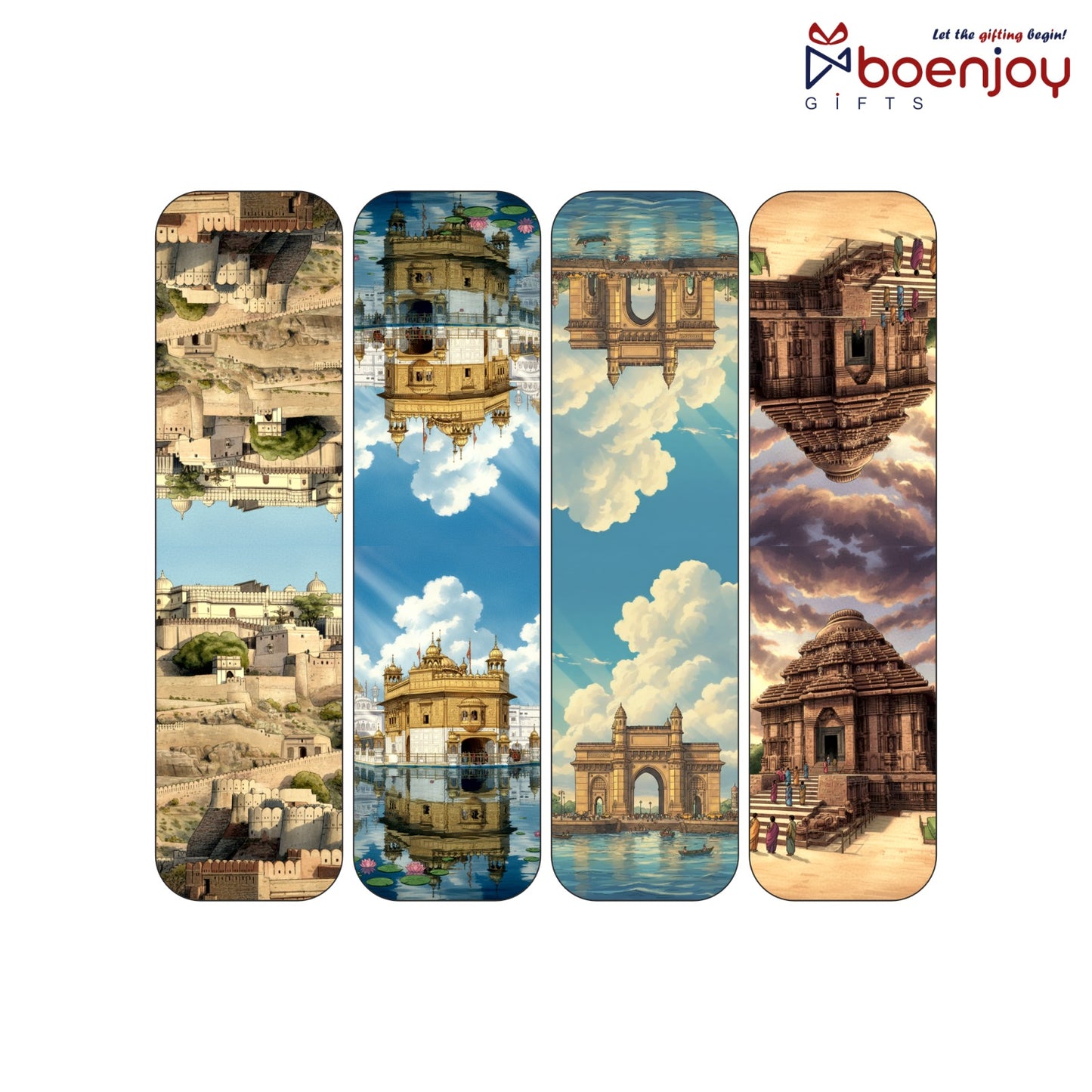Indian Monuments Bookmark Set of 10-8 Magnetic Bookmarks + 2 Paper Bookmarks for Book Lovers, (11 x 2.9 cm)