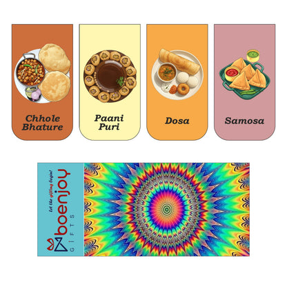 Indian Food Bookmark Set of 10-8 Magnetic Bookmarks + 2 Paper Bookmarks for Book Lovers, (11 x 2.9 cm)