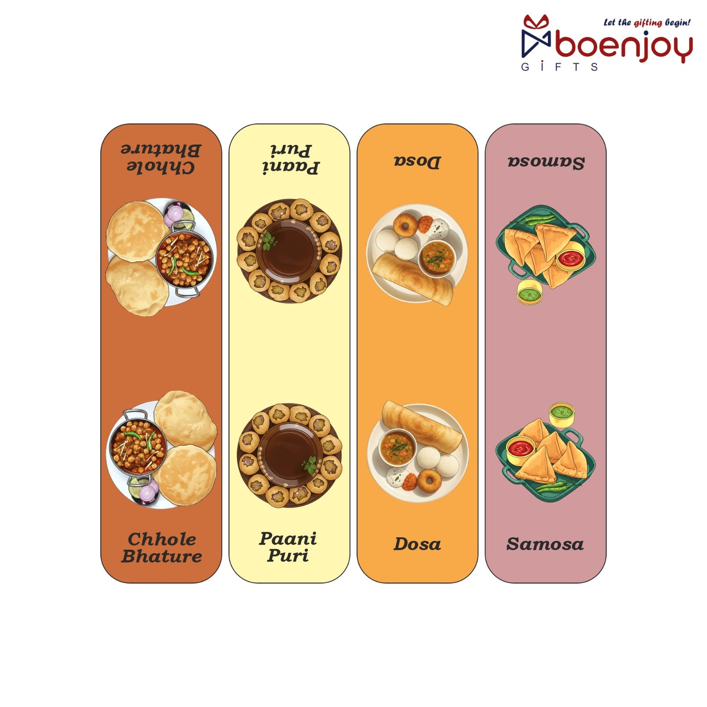Indian Food Bookmark Set of 10-8 Magnetic Bookmarks + 2 Paper Bookmarks for Book Lovers, (11 x 2.9 cm)