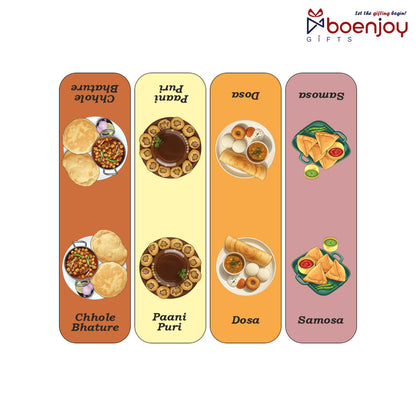 Indian Food Bookmark Set of 10-8 Magnetic Bookmarks + 2 Paper Bookmarks for Book Lovers, (11 x 2.9 cm)