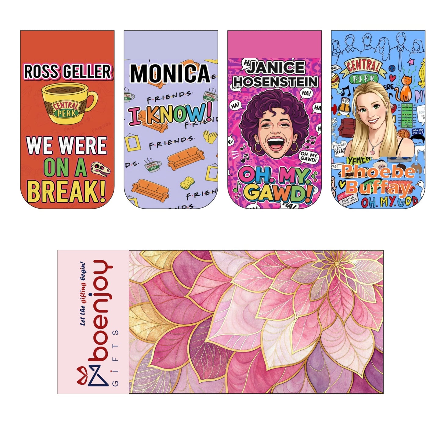 Friends Quotes Bookmark Set of 10-8 Magnetic Bookmarks + 2 Paper Bookmarks for Book Lovers, (11 x 2.9 cm)