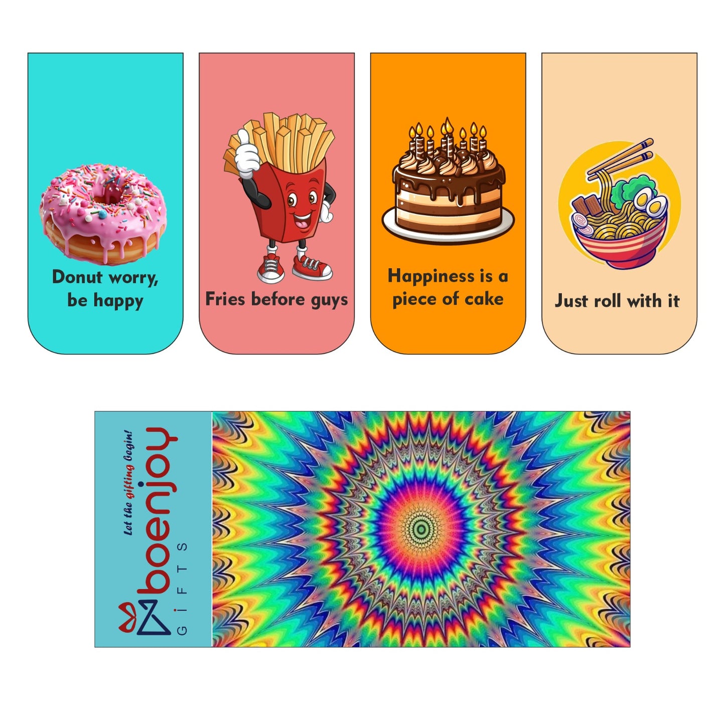 Food Desserts Bookmark Set of 10-8 Magnetic Bookmarks + 2 Paper Bookmarks for Book Lovers, (11 x 2.9 cm)