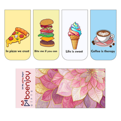 Food Desserts Bookmark Set of 10-8 Magnetic Bookmarks + 2 Paper Bookmarks for Book Lovers, (11 x 2.9 cm)