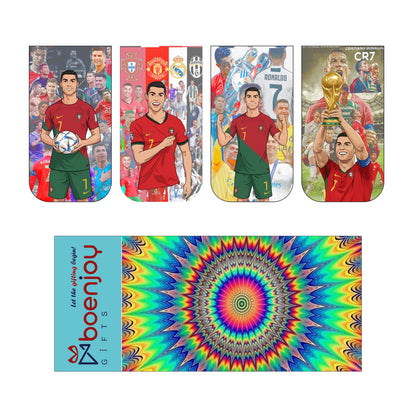 Ronaldo Bookmark Set of 10-8 Magnetic Bookmarks + 2 Paper Bookmarks for Book Lovers, (11 x 2.9 cm)