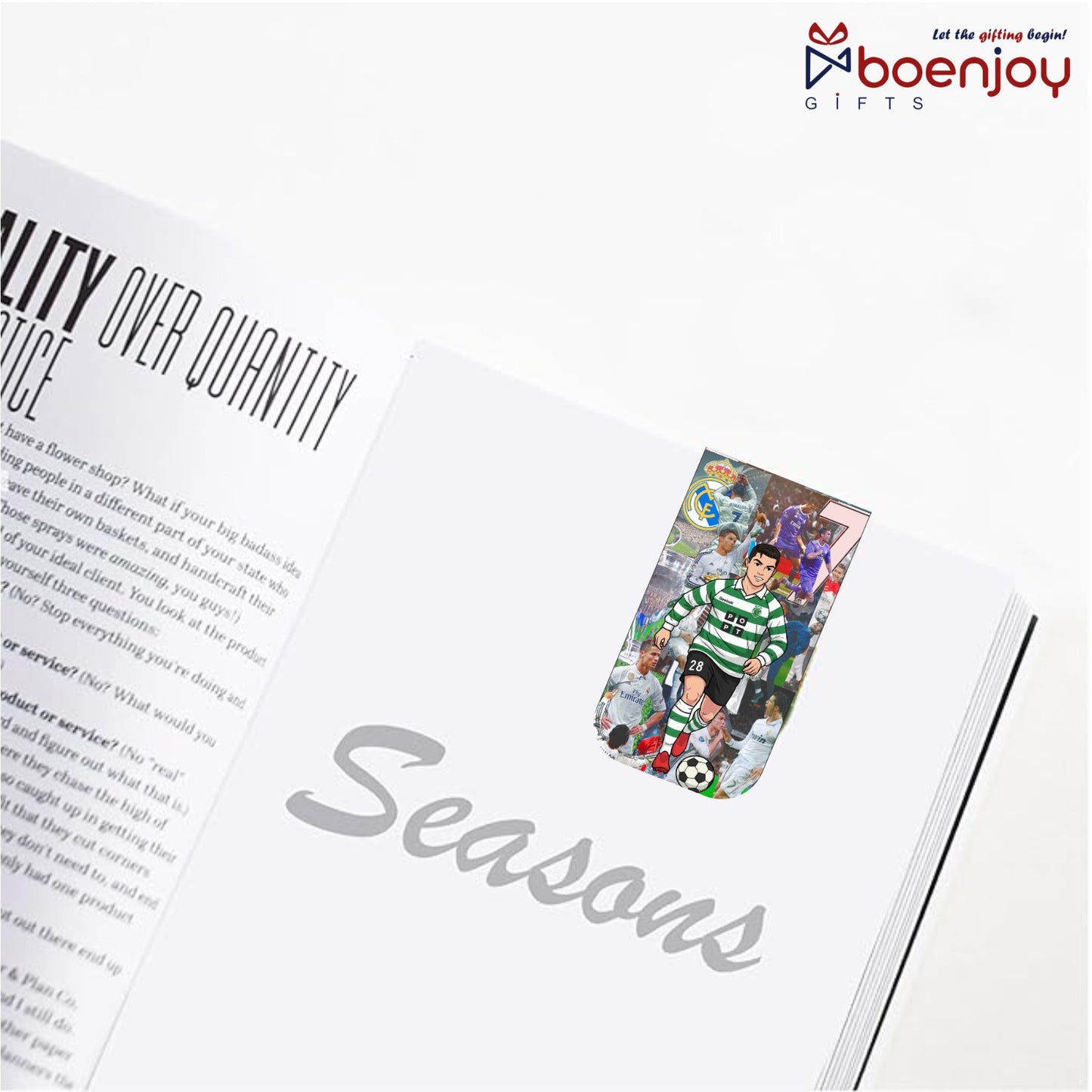 Ronaldo Bookmark Set of 10-8 Magnetic Bookmarks + 2 Paper Bookmarks for Book Lovers, (11 x 2.9 cm)