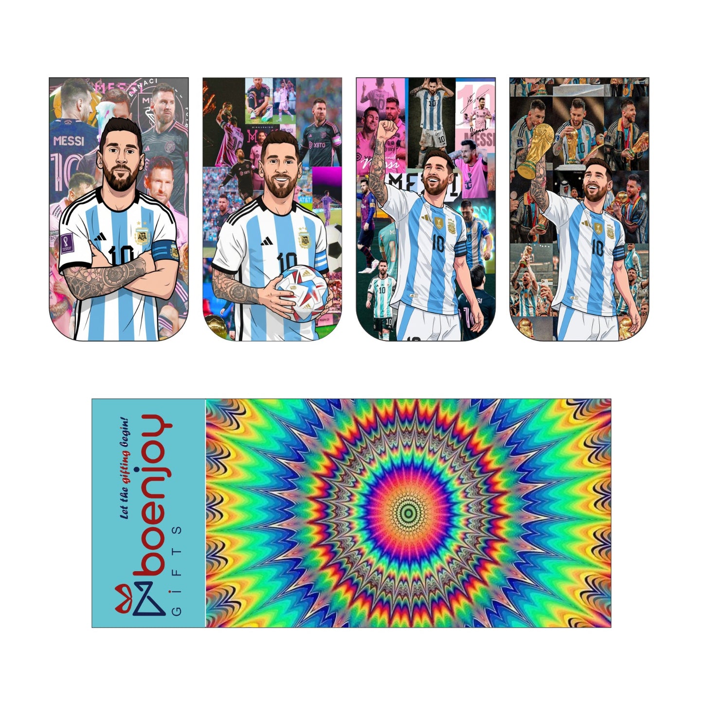 Lionel Messi Bookmark Set of 10-8 Magnetic Bookmarks + 2 Paper Bookmarks for Book Lovers, (11 x 2.9 cm)