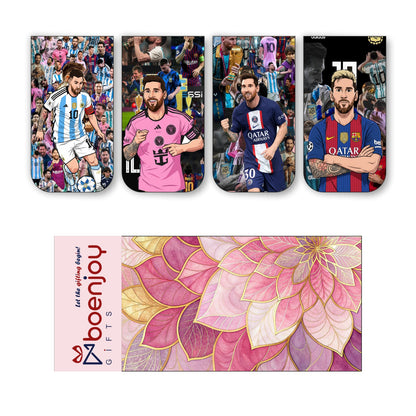 Lionel Messi Bookmark Set of 10-8 Magnetic Bookmarks + 2 Paper Bookmarks for Book Lovers, (11 x 2.9 cm)