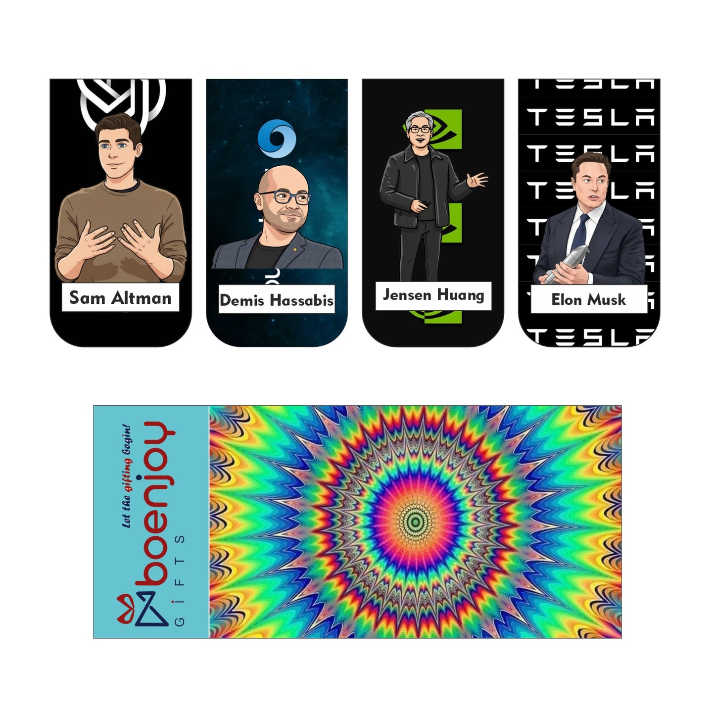 Tech Icon Bookmark Set of 10-8 Magnetic Bookmarks + 2 Paper Bookmarks for Book Lovers, (11 x 2.9 cm)