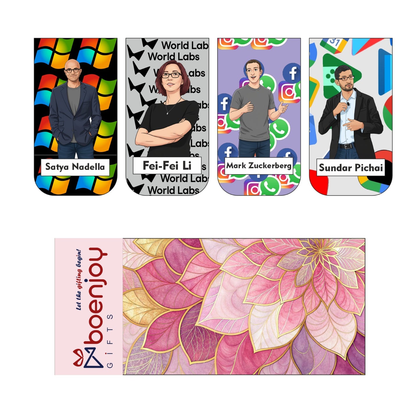 Tech Icon Bookmark Set of 10-8 Magnetic Bookmarks + 2 Paper Bookmarks for Book Lovers, (11 x 2.9 cm)