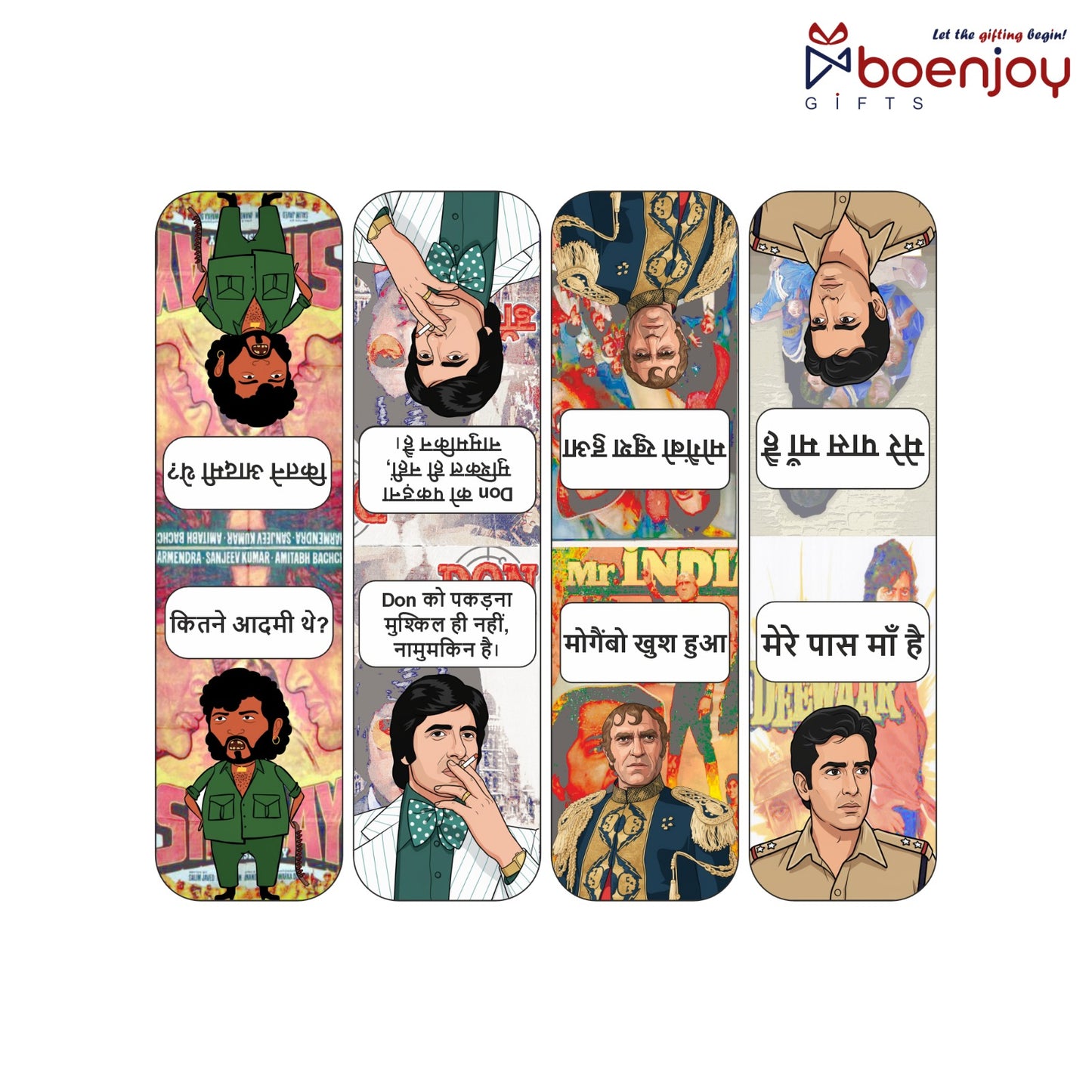 Bollywood Bookmark Set of 10-8 Magnetic Bookmarks + 2 Paper Bookmarks for Book Lovers, (11 x 2.9 cm)