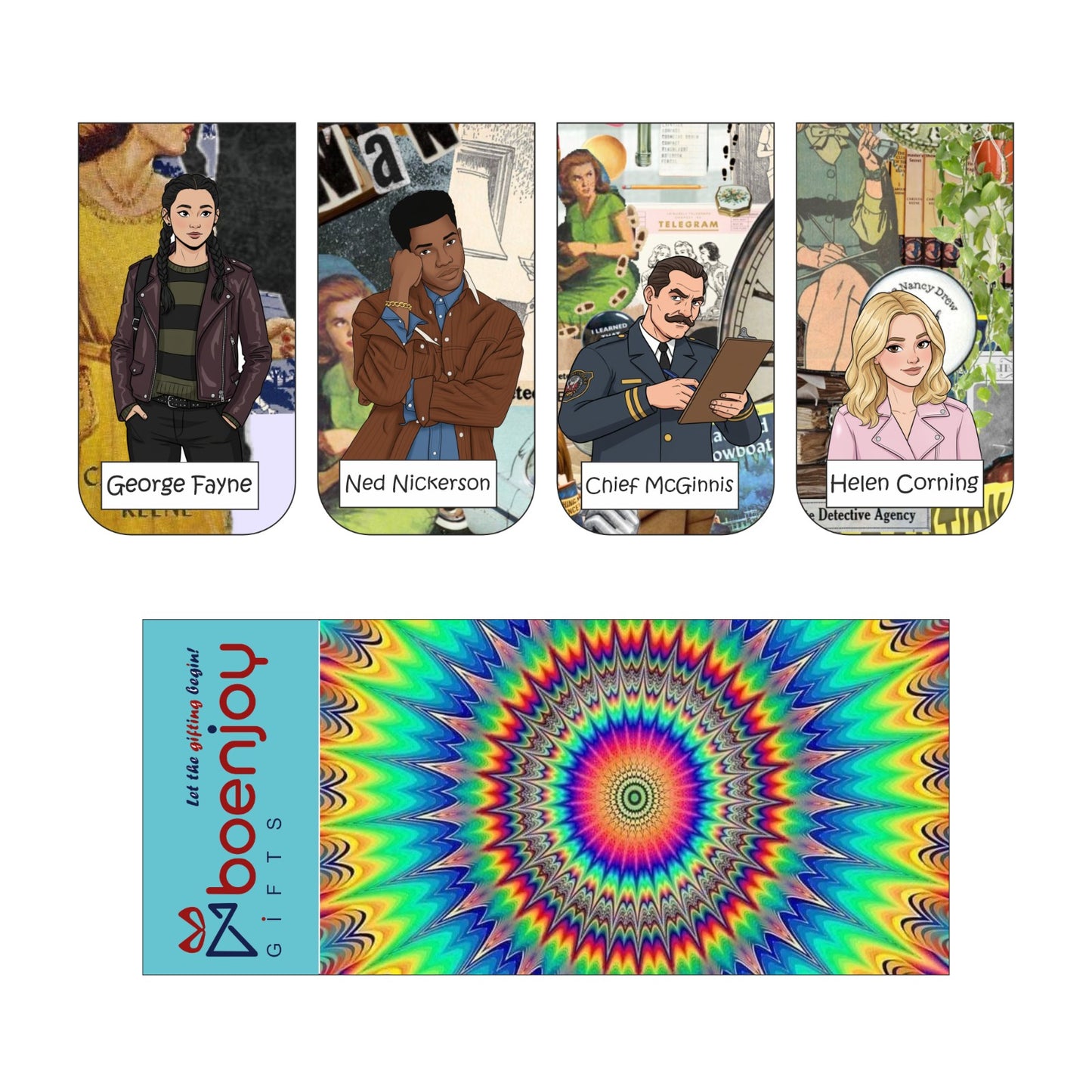 Nancy Drew Bookmark Set of 10-8 Magnetic Bookmarks + 2 Paper Bookmarks for Book Lovers, (11 x 2.9 cm)