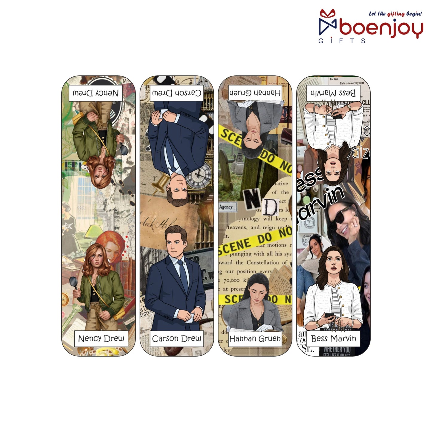 Nancy Drew Bookmark Set of 10-8 Magnetic Bookmarks + 2 Paper Bookmarks for Book Lovers, (11 x 2.9 cm)