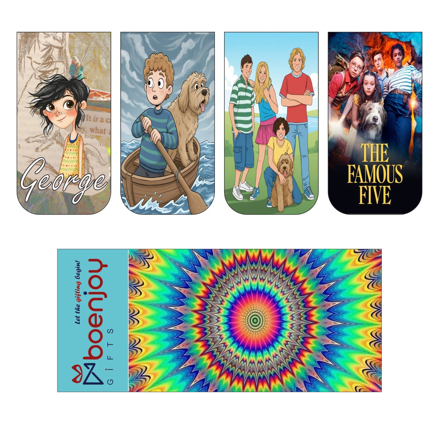 Famous Five Bookmark Set of 10-8 Magnetic Bookmarks + 2 Paper Bookmarks for Book Lovers, (11 x 2.9 cm)