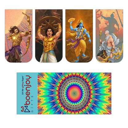 Mahabharat Bookmark Set of 10-8 Magnetic Bookmarks + 2 Paper Bookmarks for Book Lovers, (11 x 2.9 cm)