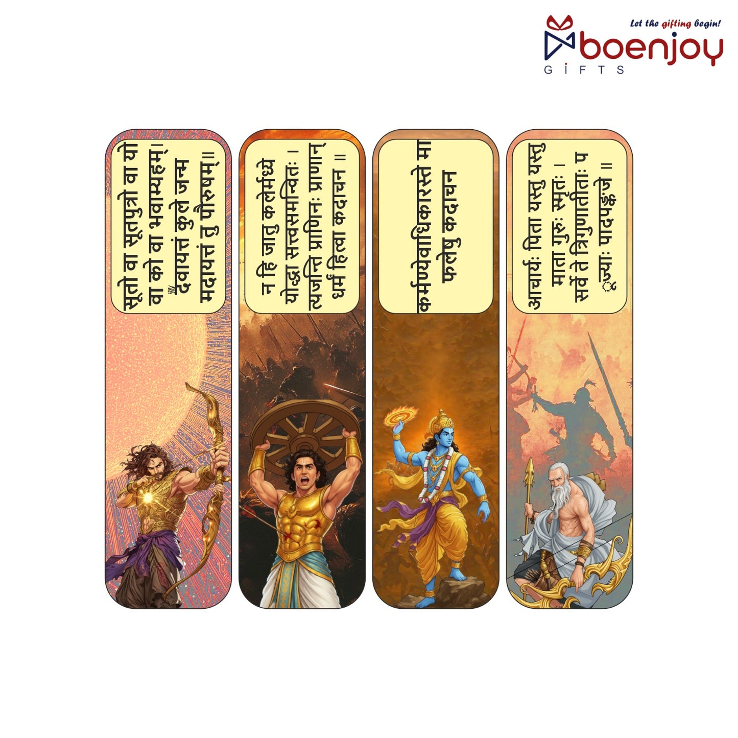 Mahabharat Bookmark Set of 10-8 Magnetic Bookmarks + 2 Paper Bookmarks for Book Lovers, (11 x 2.9 cm)