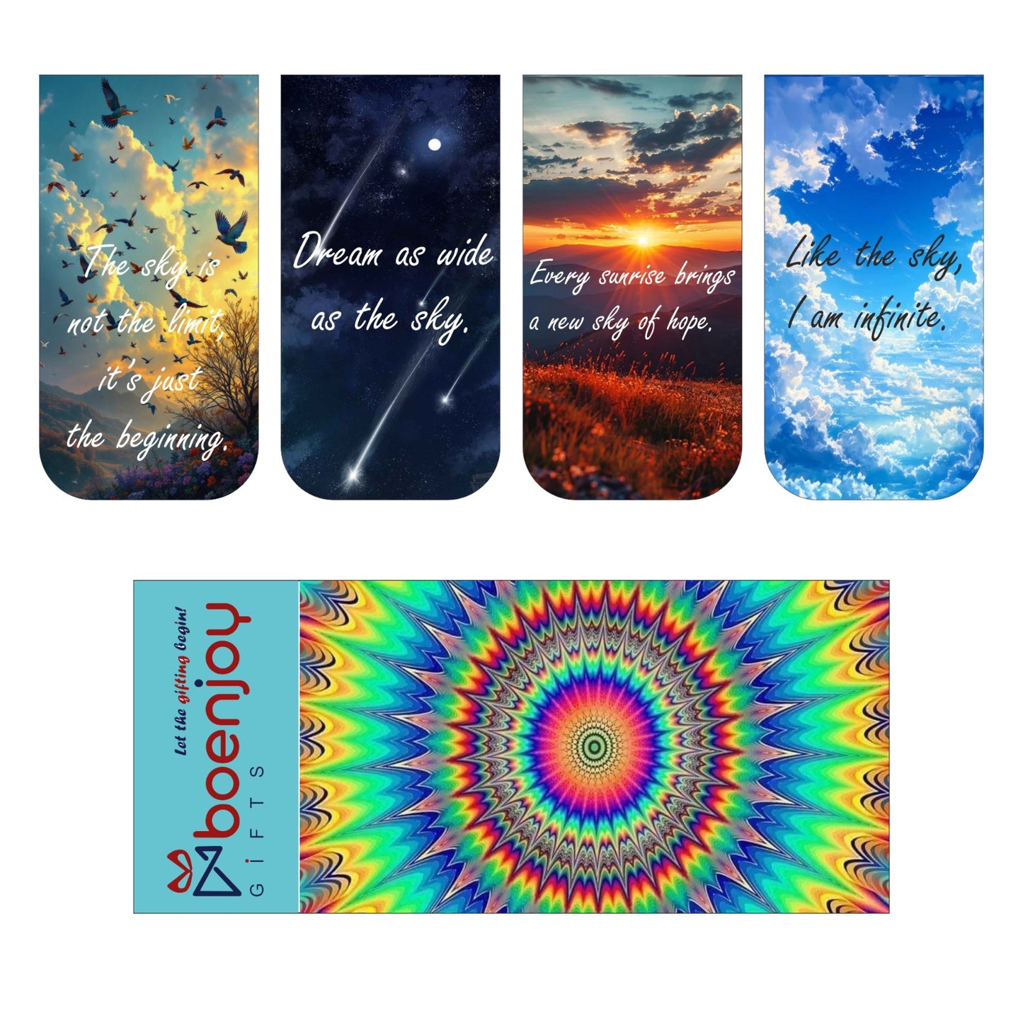 Quotes Bookmark Set of 10-8 Magnetic Bookmarks + 2 Paper Bookmarks for Book Lovers, (11 x 2.9 cm)