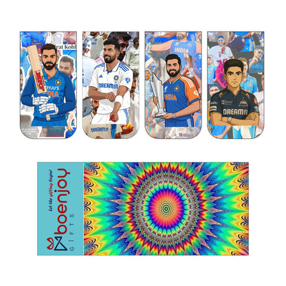 Indian Cricketer Bookmark Set of 10-8 Magnetic Bookmarks + 2 Paper Bookmarks for Book Lovers, (11 x 2.9 cm)