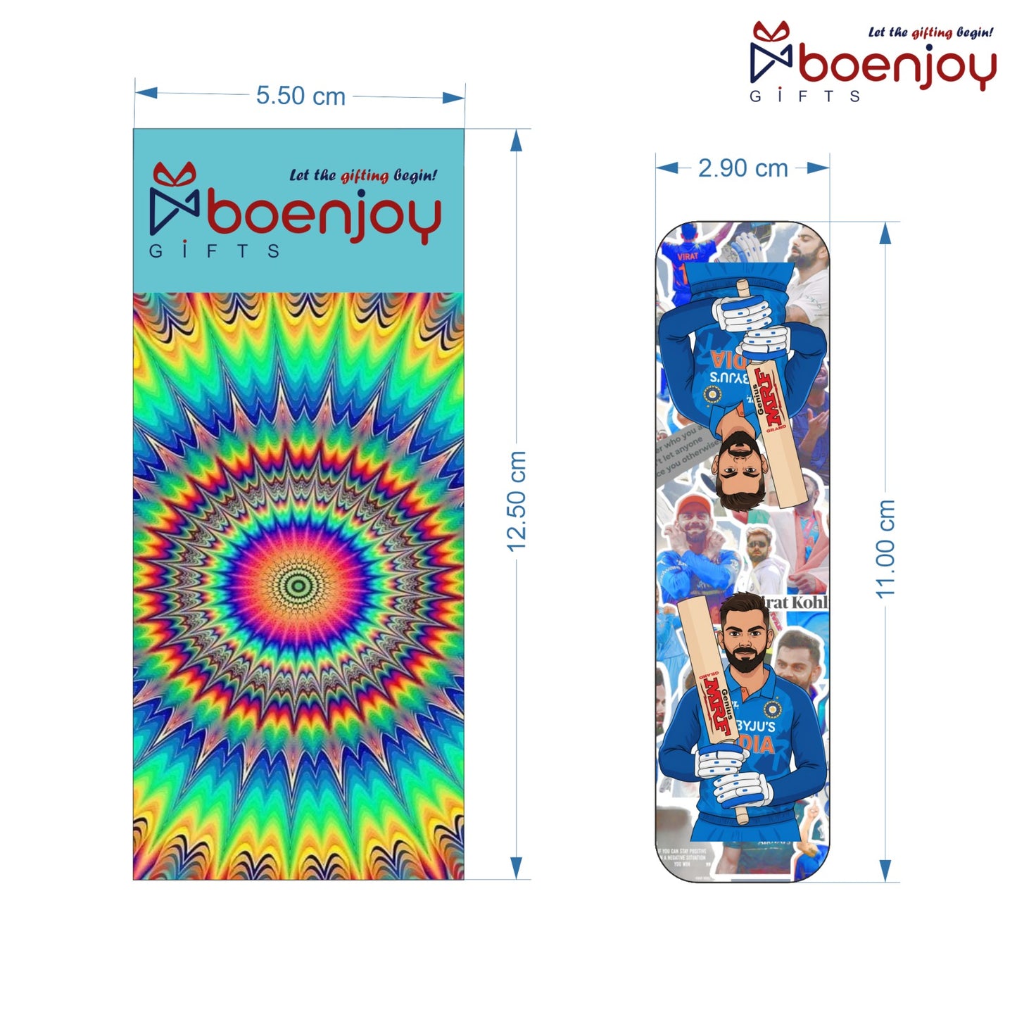 Indian Cricketer Bookmark Set of 10-8 Magnetic Bookmarks + 2 Paper Bookmarks for Book Lovers, (11 x 2.9 cm)