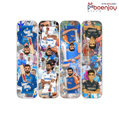 Indian Cricketer Bookmark Set of 10-8 Magnetic Bookmarks + 2 Paper Bookmarks for Book Lovers, (11 x 2.9 cm)