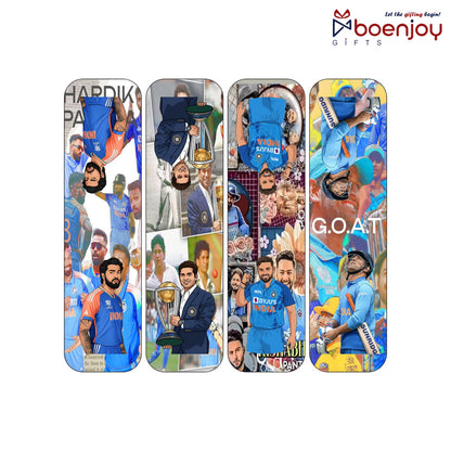Indian Cricketer Bookmark Set of 10-8 Magnetic Bookmarks + 2 Paper Bookmarks for Book Lovers, (11 x 2.9 cm)
