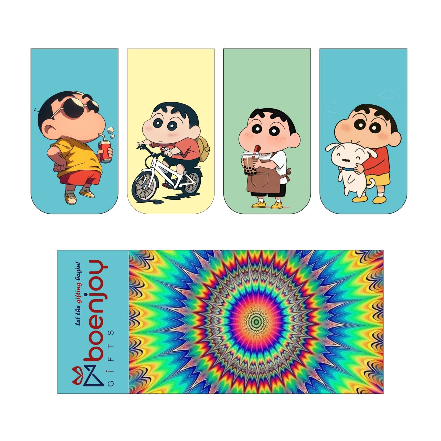 Shinchan Bookmark Set of 10-8 Magnetic Bookmarks + 2 Paper Bookmarks for Book Lovers, (11 x 2.9 cm)
