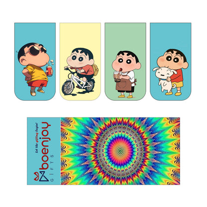 Shinchan Bookmark Set of 10-8 Magnetic Bookmarks + 2 Paper Bookmarks for Book Lovers, (11 x 2.9 cm)
