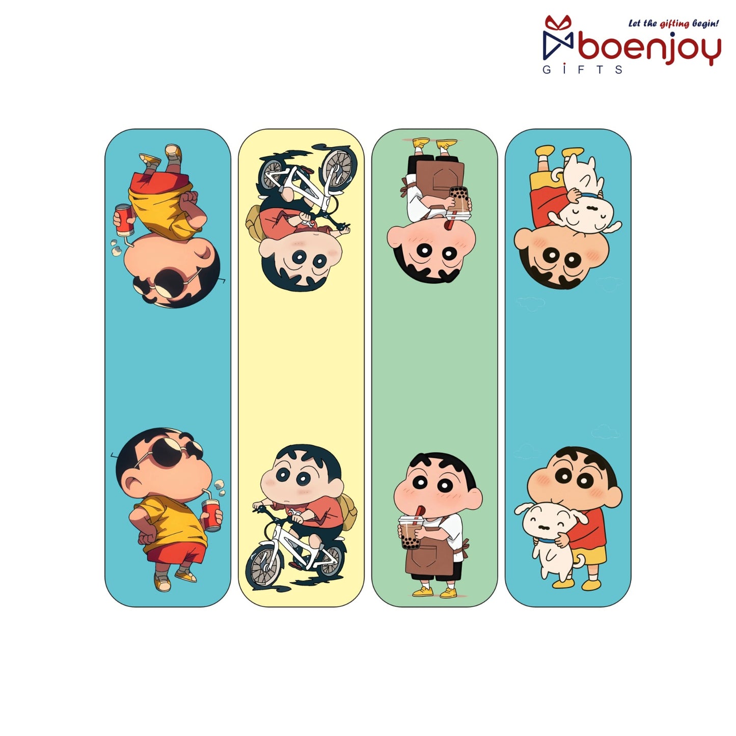 Shinchan Bookmark Set of 10-8 Magnetic Bookmarks + 2 Paper Bookmarks for Book Lovers, (11 x 2.9 cm)