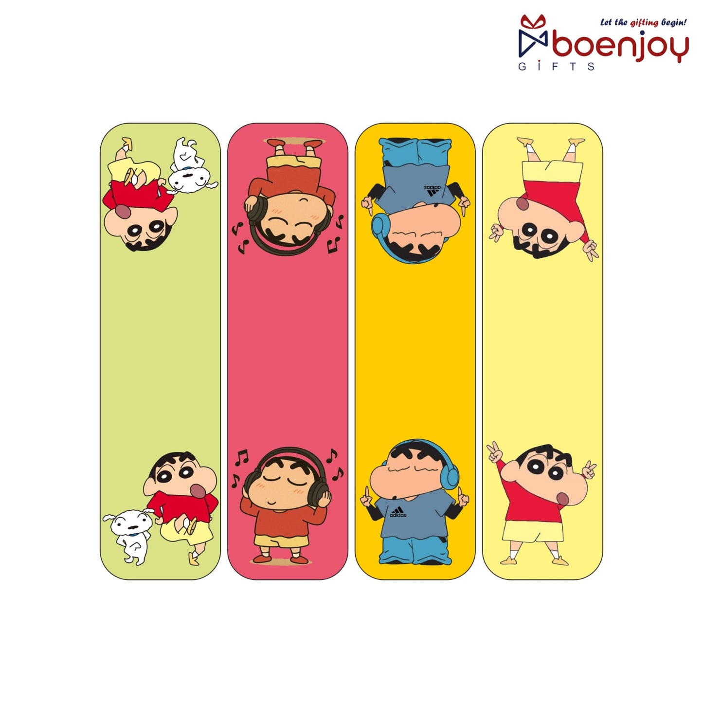Shinchan Bookmark Set of 10-8 Magnetic Bookmarks + 2 Paper Bookmarks for Book Lovers, (11 x 2.9 cm)