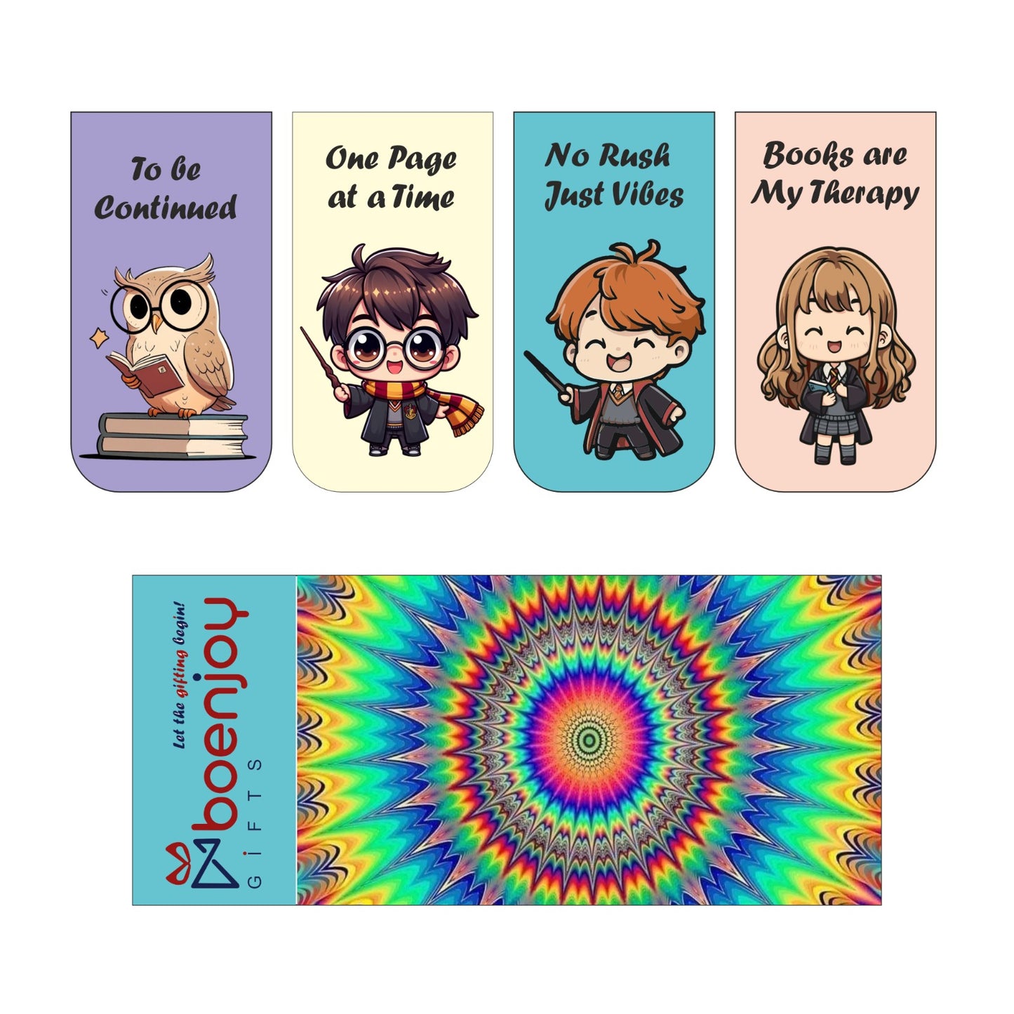 Harry Chibi Bookmark Set of 10-8 Magnetic Bookmarks + 2 Paper Bookmarks for Book Lovers, (11 x 2.9 cm)
