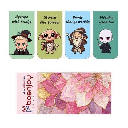 Harry Chibi Bookmark Set of 10-8 Magnetic Bookmarks + 2 Paper Bookmarks for Book Lovers, (11 x 2.9 cm)