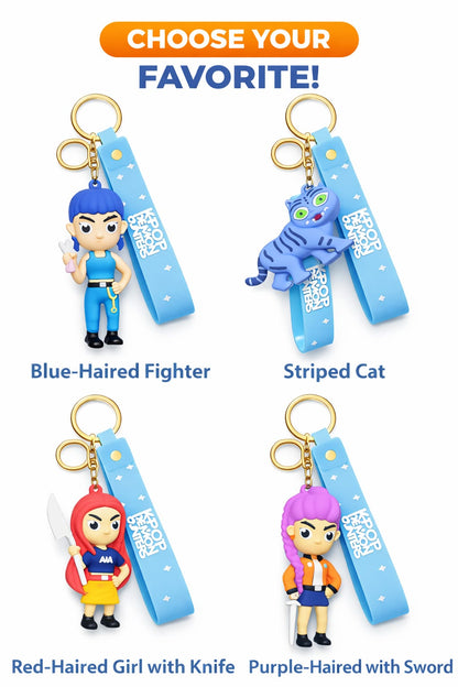 K POP Demon Hunters Key Chain Set of 4 Demon Character Keychains – Rumi, Mira, Zoey & Luna | Cute Anime Key Ring for Girls | Rubber Pendant Bag Charm | Stylish Gift for Kids & Women Random charactors