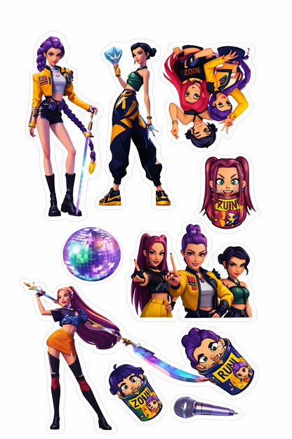K-Pop Demon Hunters Stickers – 5 Sheets Cute Anime Kpop Girl Sticker Pack | Aesthetic Waterproof Stickers for Laptop, Phone, Journal, Scrapbook (50+ Stickers)