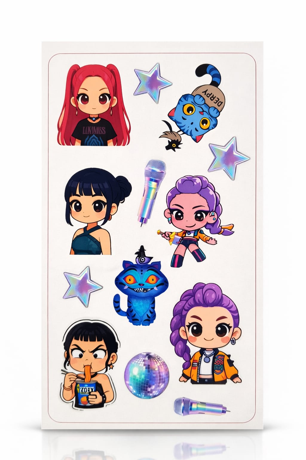 K-Pop Demon Hunters Stickers – 5 Sheets Cute Anime Kpop Girl Sticker Pack | Aesthetic Waterproof Stickers for Laptop, Phone, Journal, Scrapbook (50+ Stickers)