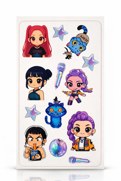 K-Pop Demon Hunters Stickers – 5 Sheets Cute Anime Kpop Girl Sticker Pack | Aesthetic Waterproof Stickers for Laptop, Phone, Journal, Scrapbook (50+ Stickers)