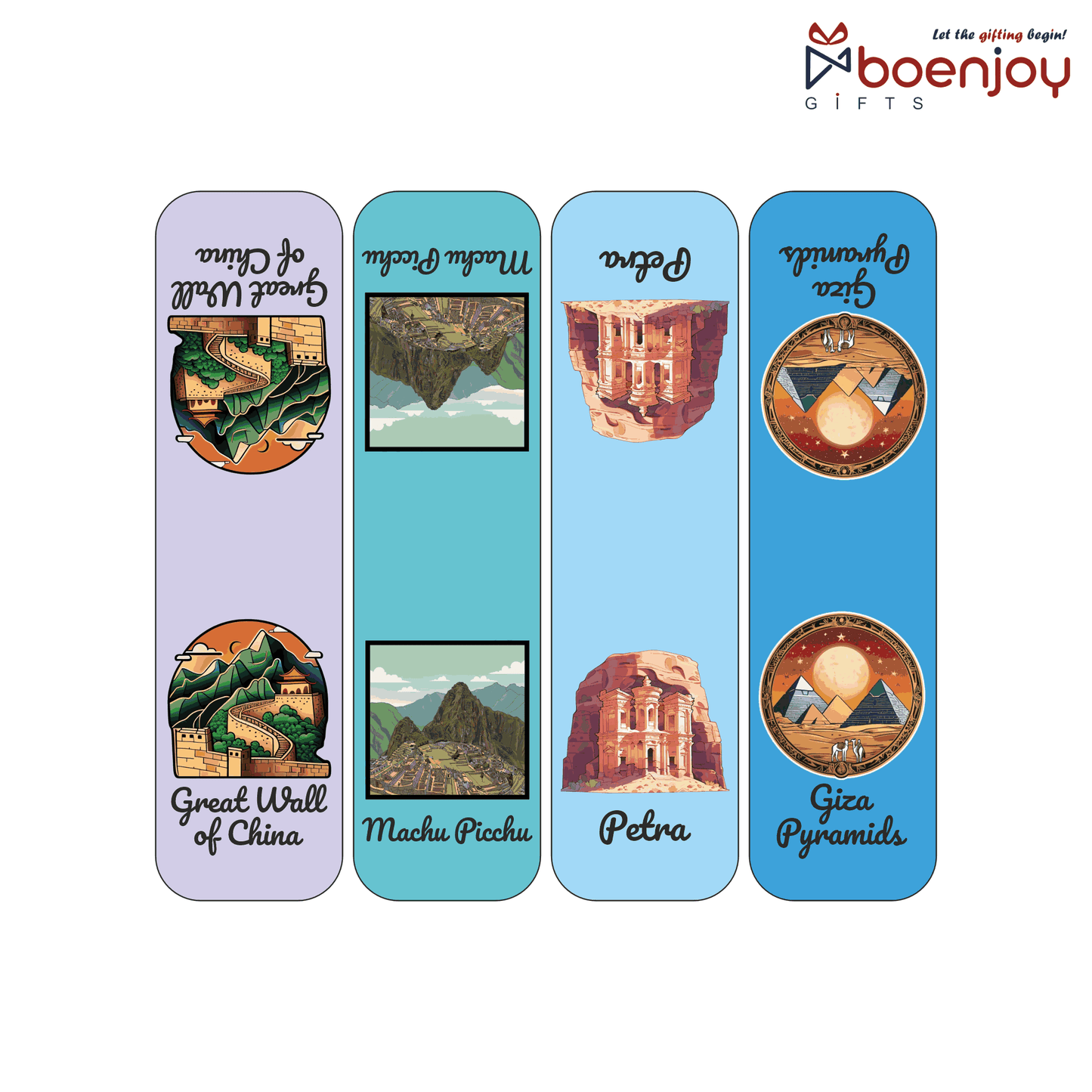 Wonders of The World Bookmark Set of 10-8 Magnetic Bookmarks + 2 Paper Bookmarks for Book Lovers, (11 x 2.9 cm)