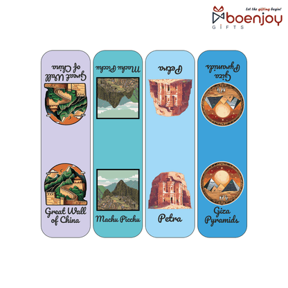 Wonders of The World Bookmark Set of 10-8 Magnetic Bookmarks + 2 Paper Bookmarks for Book Lovers, (11 x 2.9 cm)