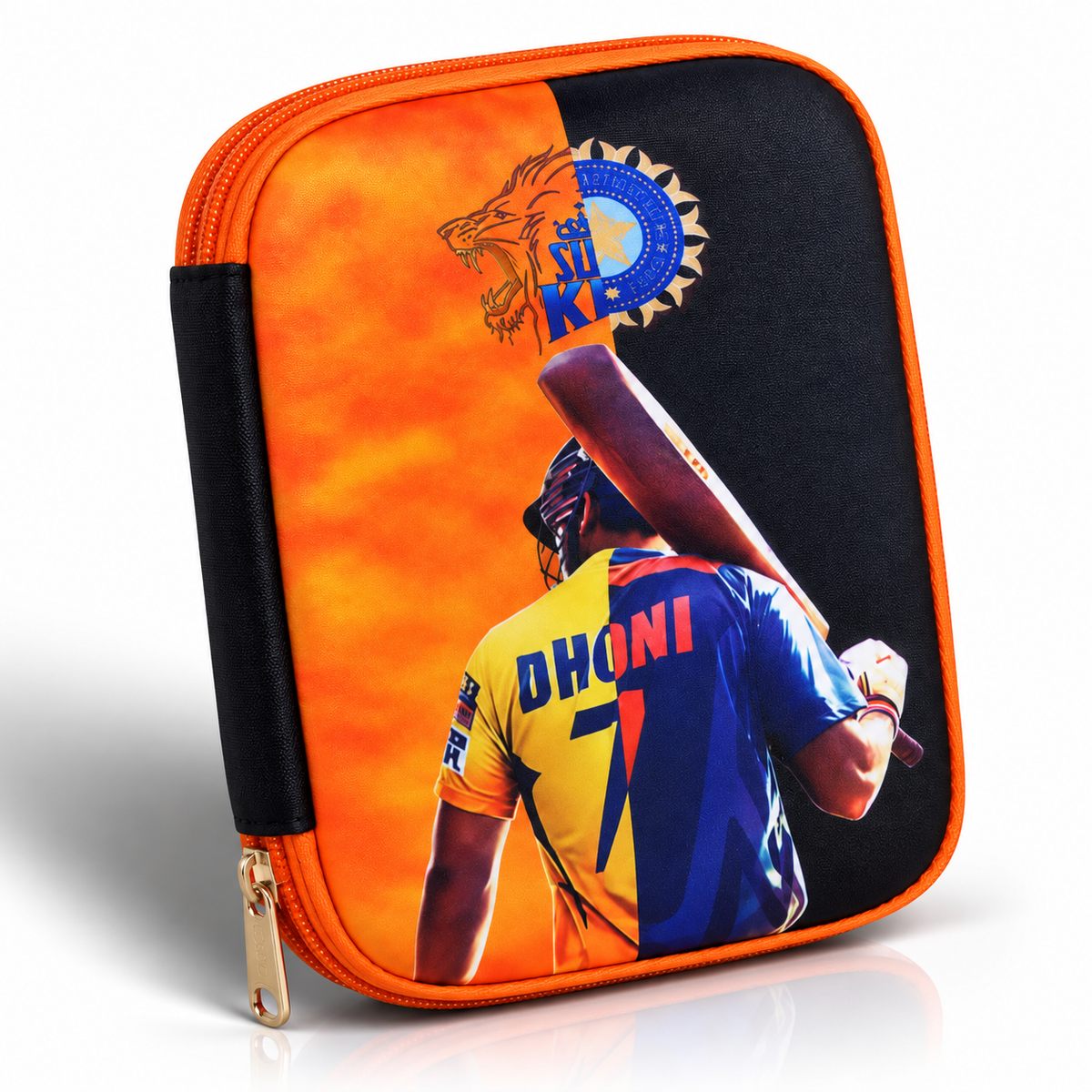 MS Dhoni Cricket Theme Pencil Pouch & Pencil Case | Dhoni 7 Cricket Stationery Organizer for Kids & Students | Sports School Pouch