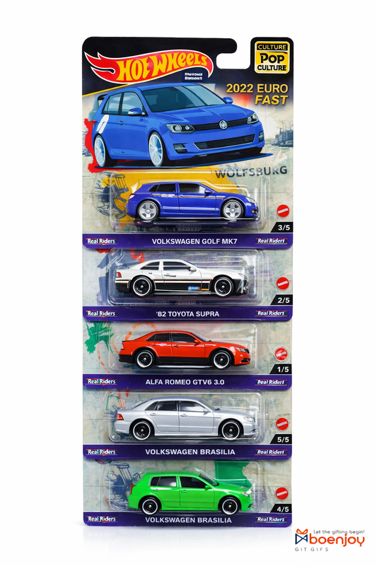 Hot Wheels Euro Fast 5 Pack Die-Cast Cars | Premium Metal Collectible Set | VW Golf MK7, Toyota Supra, Audi S4, Alfa Romeo, Volkswagen Brasilia| COD NOT AVAILABLE