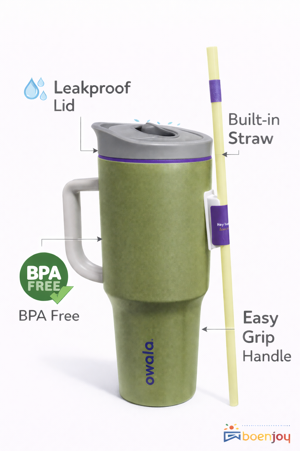 Insulated Tumbler Mug with Handle & Straw | Leakproof BPA Free Travel Coffee Cup | Hot & Cold Drink Tumbler 1185ML