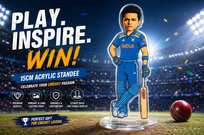 Yashasvi Jaiswal Acrylic Standee 15cm | Team India Cricket Player Collectible | Premium Acrylic Desk Decor Gift