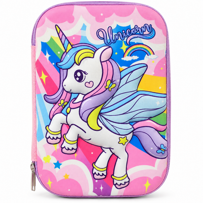 Unicorn Pencil Pouch for Girls – Pink Unicorn Pencil Case with Mesh Pocket & Pen Holders