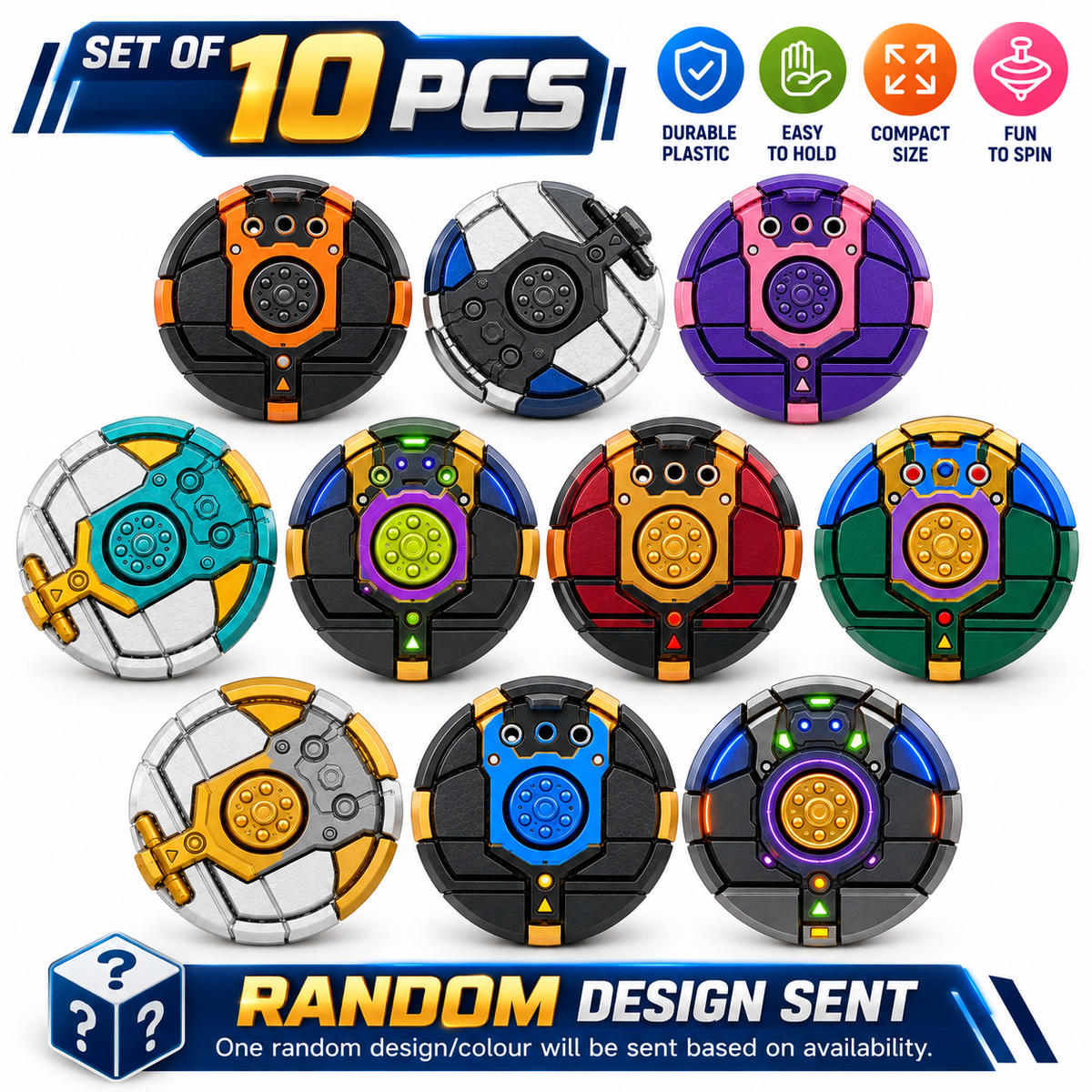 Transforming Spinner Robot Toy Set of 10 for Boys & Girls | 6 CM Plastic Spinning Toy (Random Design ) Cod Not Available