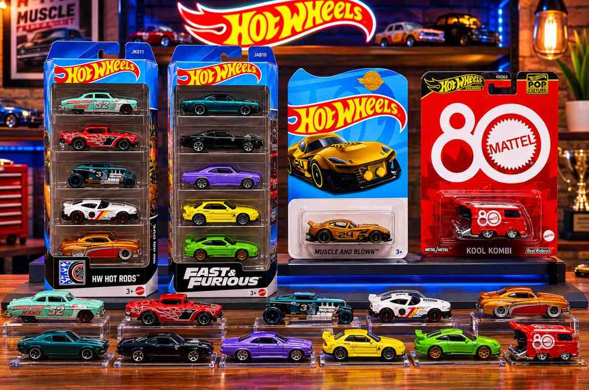 Hot Wheels Collector Bundle – HW Hot Rods 5-Pack, Fast & Furious 5-Pack, Kool Kombi & Muscle and Blown Die-Cast Cars